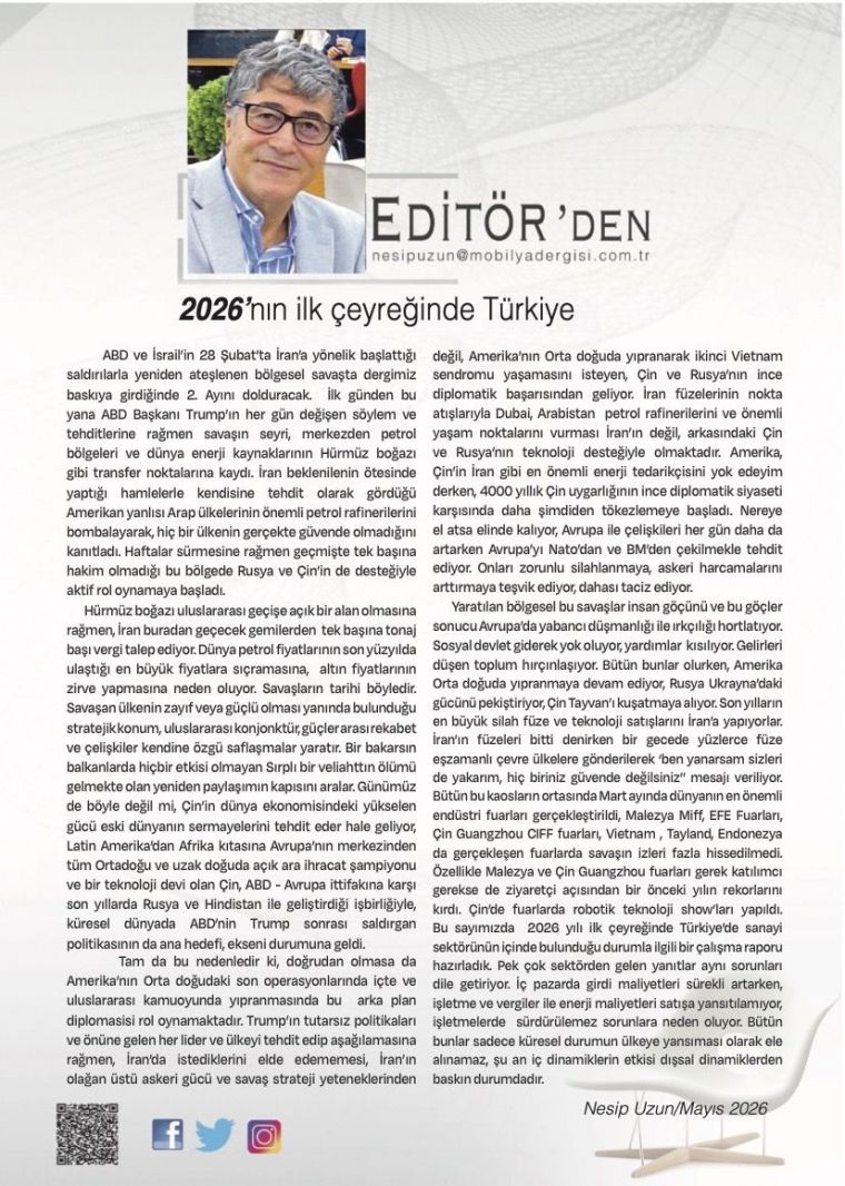 Mobilya dergisinde May�s ay� edit�r yaz�m�z