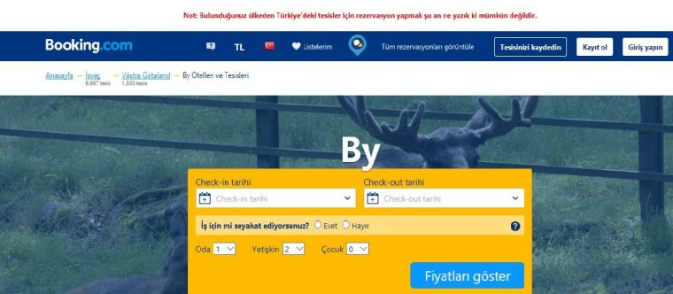 Booking.com Trkiye’de kapatld.